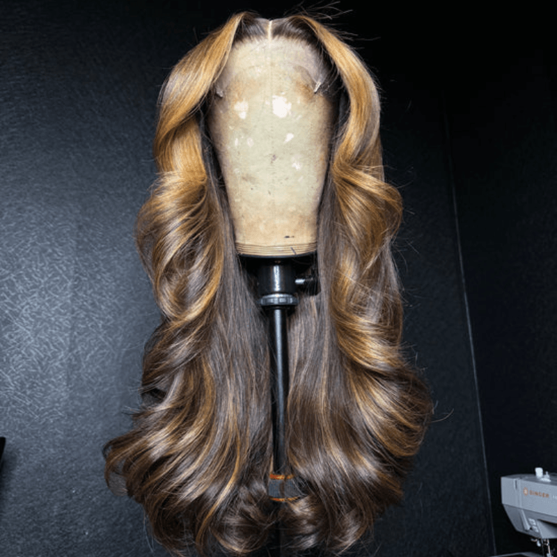 Blonde with Brown Highlights Lace Front Wig – 13x4 Glueless Human Hair Wig with Luxury Layers - Majesty Wig