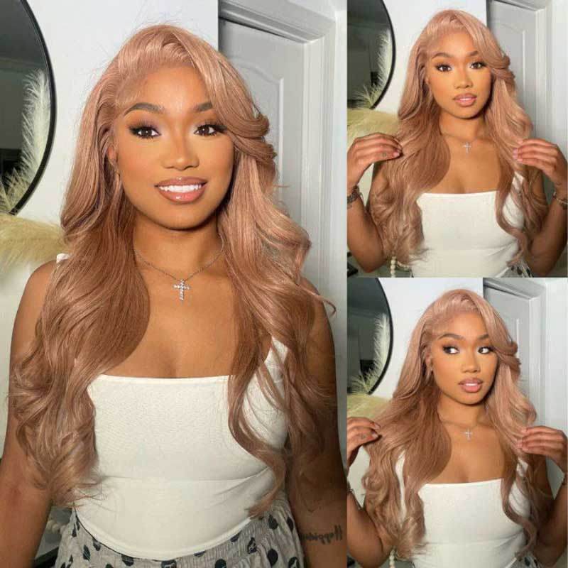 Body Wave Light Flaxen Brown Wig – 13x4 Lace Front, Glueless Human Hair, 250% Density for Women - Majesty Wig