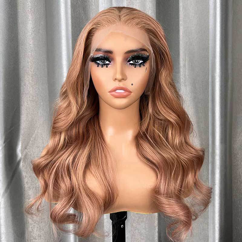 Body Wave Light Flaxen Brown Wig – 13x4 Lace Front, Glueless Human Hair, 250% Density for Women - Majesty Wig