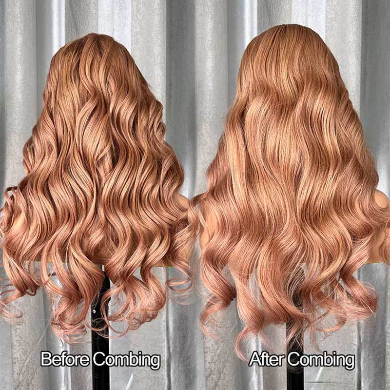 Body Wave Light Flaxen Brown Wig – 13x4 Lace Front, Glueless Human Hair, 250% Density for Women - Majesty Wig