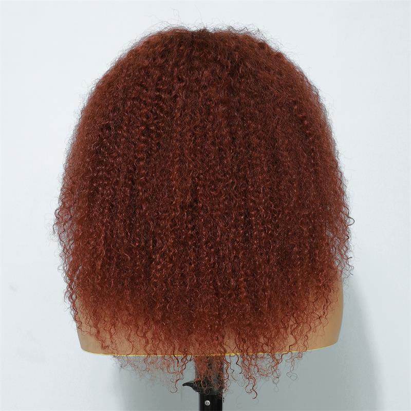 Copper Red Afro Kinky Curly Lace Front Wig – 100% Human Hair, 13x4 HD Lace, Glueless, 180% Density - Majesty Wig