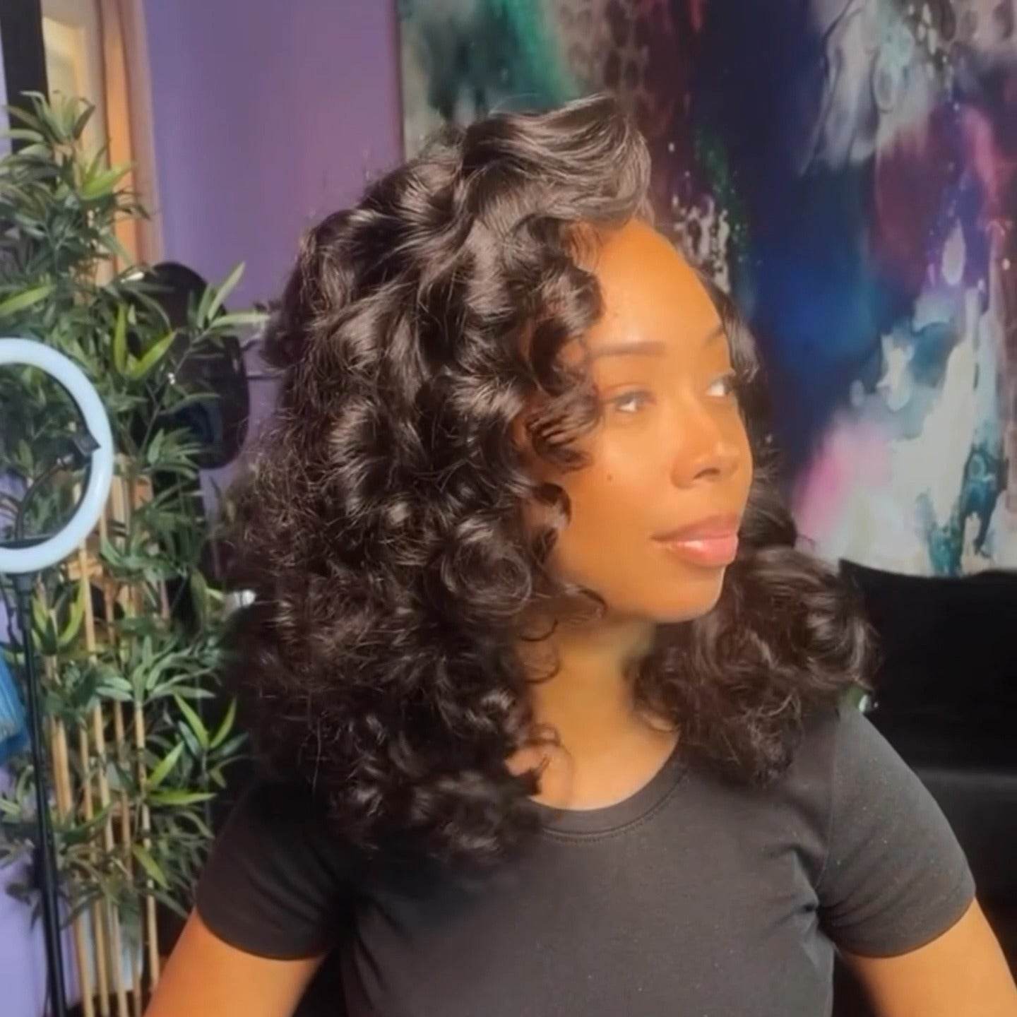 Glueless Bouncy Loose Wave Bob Wig with Lace Front - Majesty Wig