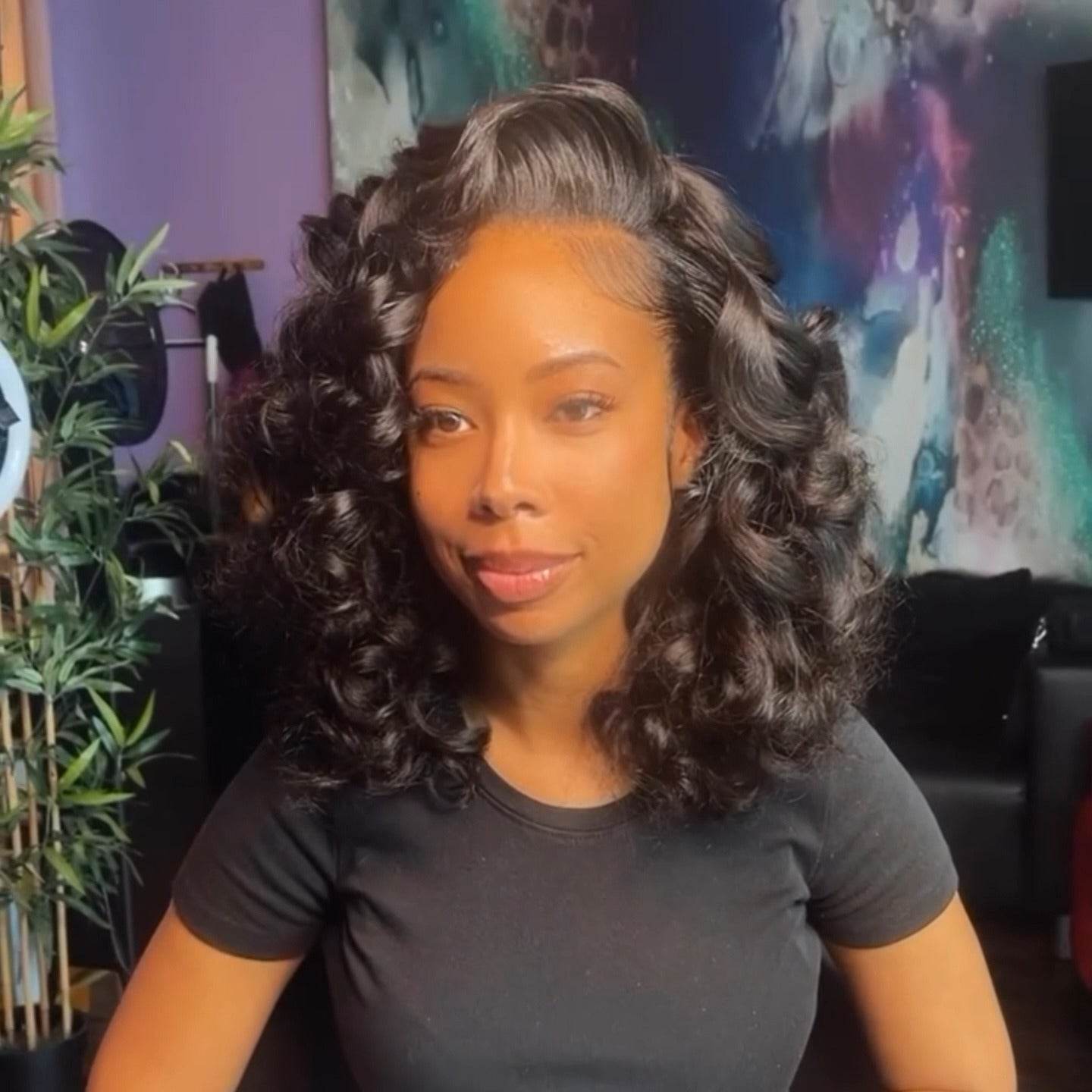 Glueless Bouncy Loose Wave Bob Wig with Lace Front - Majesty Wig