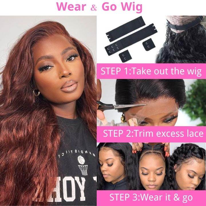 Reddish Brown Body Wave Wig – 13x4 HD Transparent Lace Front, Human Hair, Auburn Color - Majesty Wig