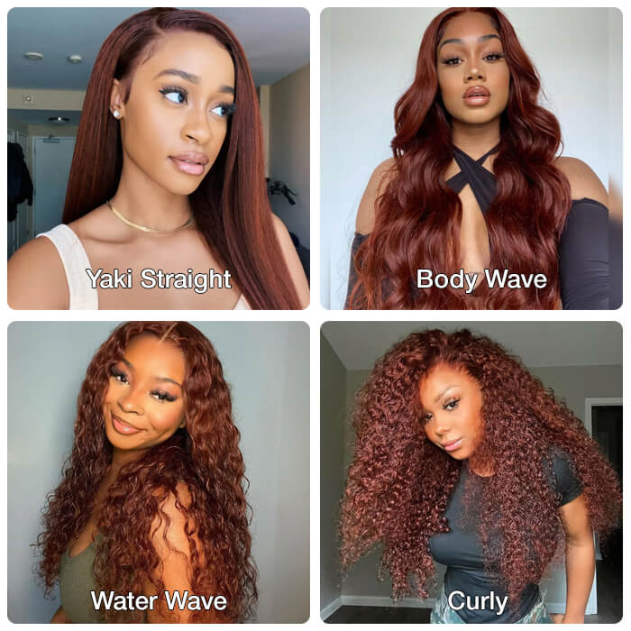 Reddish Brown Glueless Wig – 13x4 Lace Frontal & 8x5 Closure Human Hair Wig | Put On & Go Ready-to-Wear