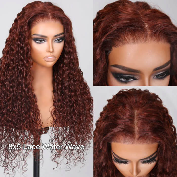 Reddish Brown Glueless Wig – 13x4 Lace Frontal & 8x5 Closure Human Hair Wig | Put On & Go Ready-to-Wear