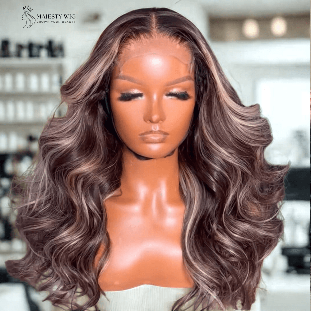 13x4 Transparent HD Lace Ash Blonde Highlight Wig - Majesty Wig - Majesty Wig