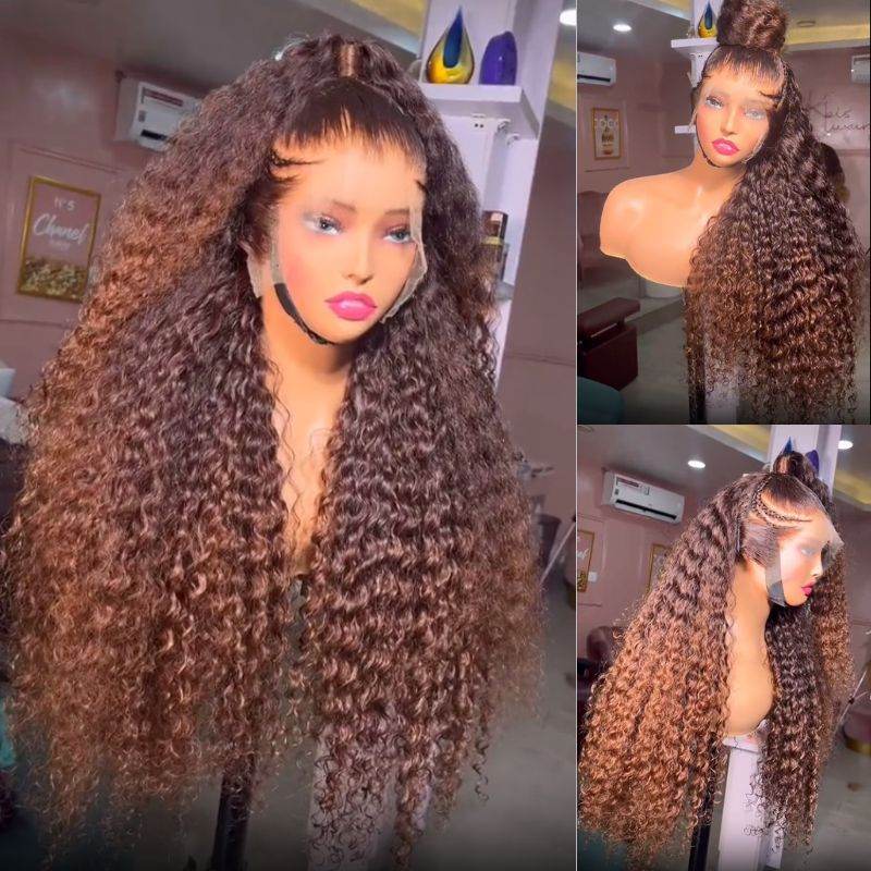 Dark Chocolate Brown Curly Wig – 13x4 Transparent Lace Front, Pre-Plucked Human Hair - Majesty Wig