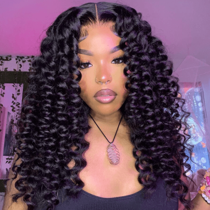 Glueless Bouncy Curly Lace Front Wig – 13x4 Transparent Pre-Plucked Human Hair Wig for Women - Majesty Wig