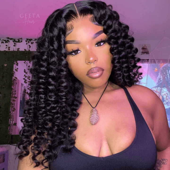 Glueless Bouncy Curly Lace Front Wig – 13x4 Transparent Pre-Plucked Human Hair Wig for Women - Majesty Wig