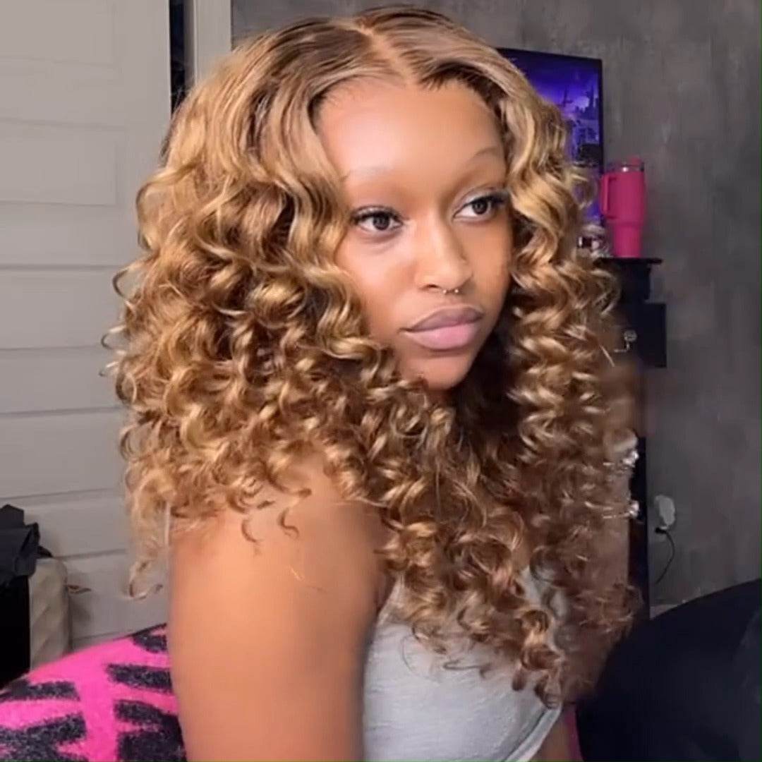 Glueless Bouncy Curly Lace Front Wig – 13x4 Transparent Pre-Plucked Human Hair Wig for Women - Majesty Wig