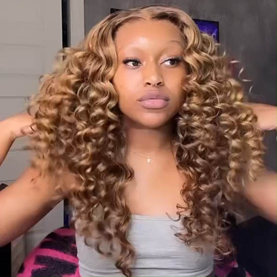 Glueless Bouncy Curly Lace Front Wig – 13x4 Transparent Pre-Plucked Human Hair Wig for Women - Majesty Wig