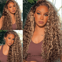 Honey Blonde Water Wave Lace Front Human Hair Wig - Majesty Wig