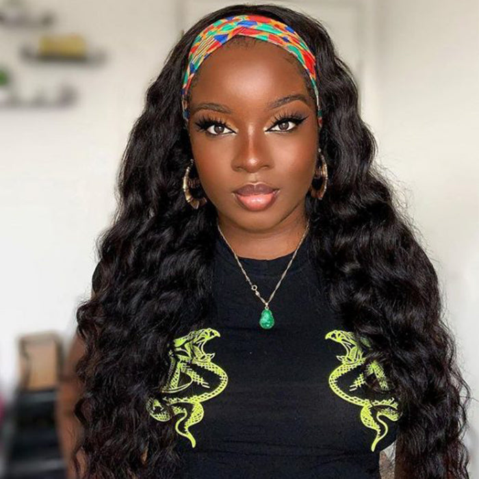 Loose Wave Headband Wig – 100% Human Hair, Glueless Wig with Multiple Headbands