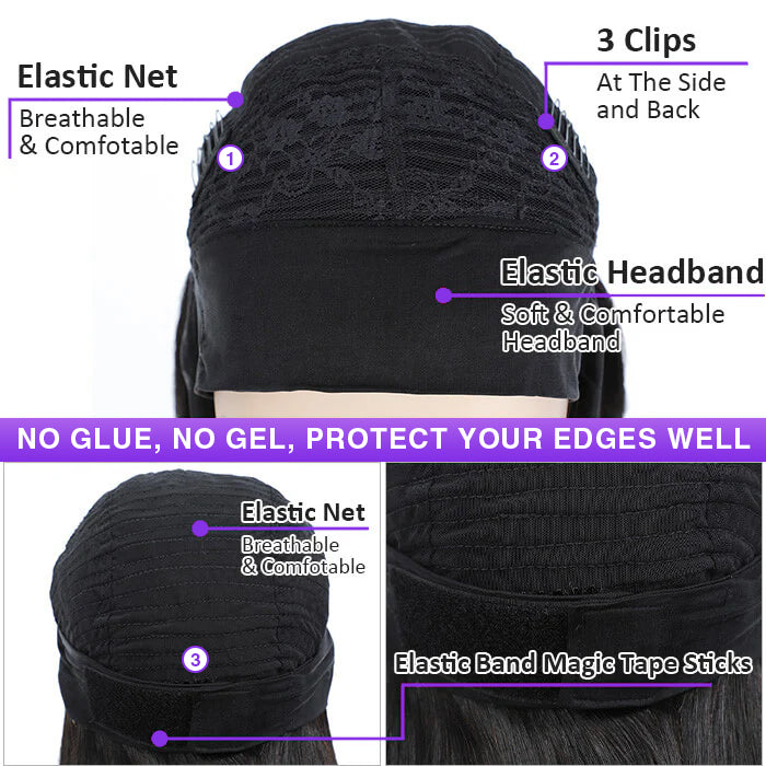 Loose Wave Headband Wig – 100% Human Hair, Glueless Wig with Multiple Headbands