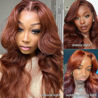 Reddish Brown Glueless Wig – 13x4 Lace Frontal & 8x5 Closure Human Hair Wig | Put On & Go Ready-to-Wear