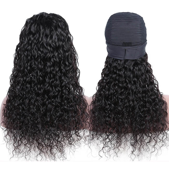 Water Wave Headband Wig – 100% Human Hair Natural Wave Glueless Half Wig for Women